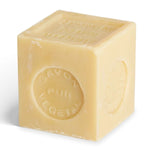 Cube Savon de Marseille 500g La Corvette 72% huiles végétales sur fond blanc vu arrière.