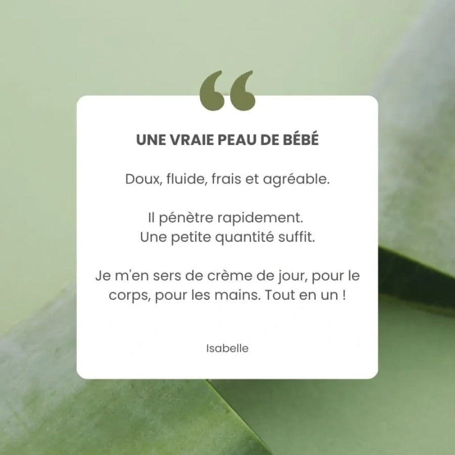 Avis client sur le lait corporel bio pour peaux sèches et sensibles de la marque Naturaloé