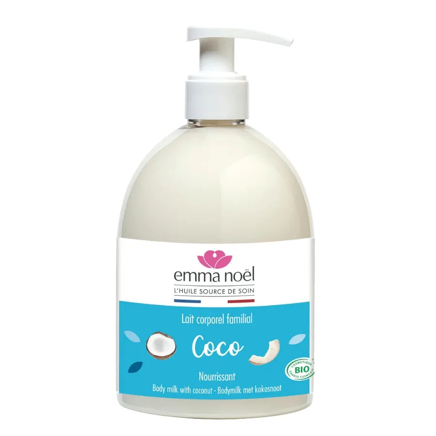 Un lait corporel de 500 mL de la marque Emma Noël au beurre de karité bio