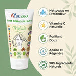Lait Démaquillant Triphala AyurVana 150ml avec 5 bénéfices: nettoyage, vitamine C, purification naturelle