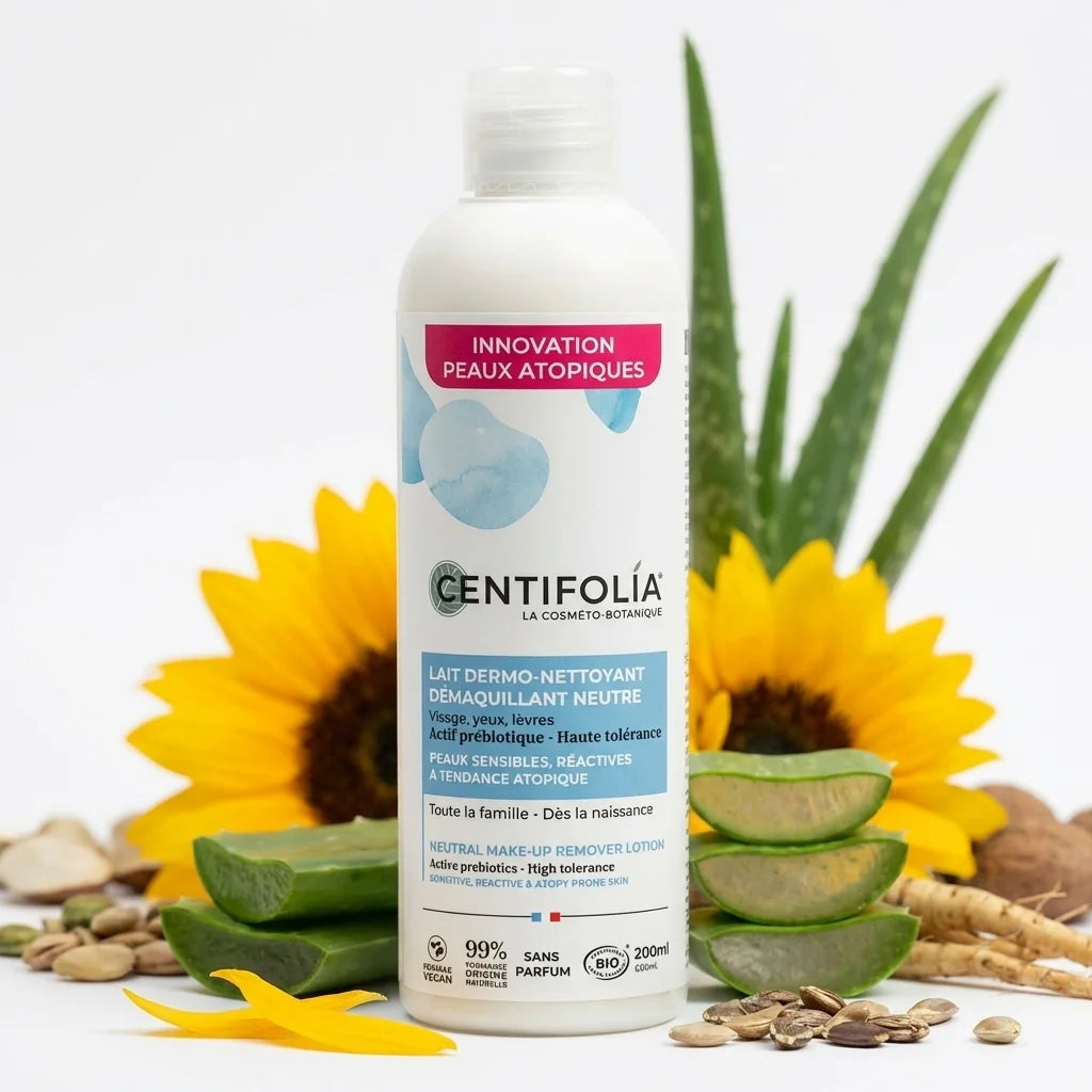 Lait dermo-nettoyant bio Centifolia 200ml avec ingrédients naturels et aloe vera