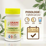 Lapacho 60 gélules Graine Sauvage - Posologie 2 gélules par jour, cure 3 mois recommandée