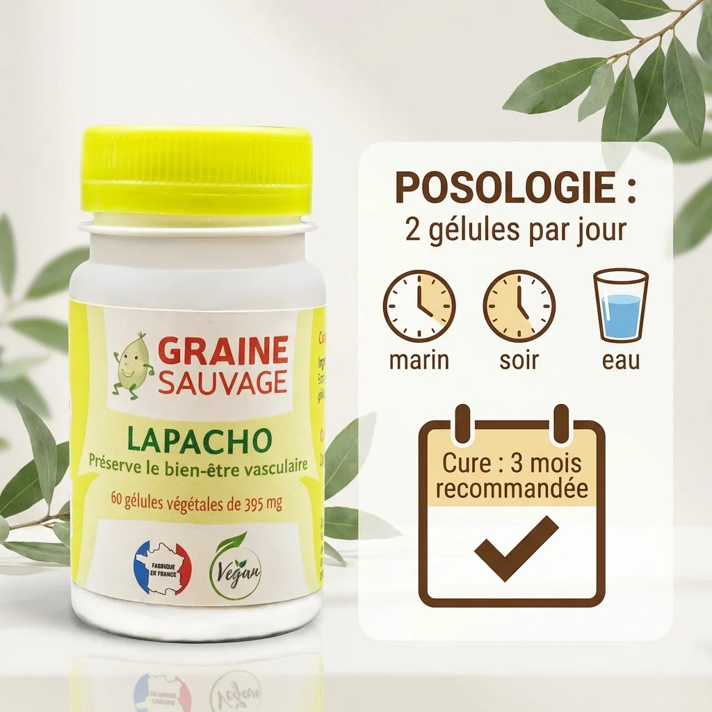 Lapacho 60 gélules Graine Sauvage - Posologie 2 gélules par jour, cure 3 mois recommandée