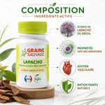 Lapacho 60 gélules Graine Sauvage - Écorce de Lapacho du Brésil, antioxydants naturels, propriétés anti-inflammatoires