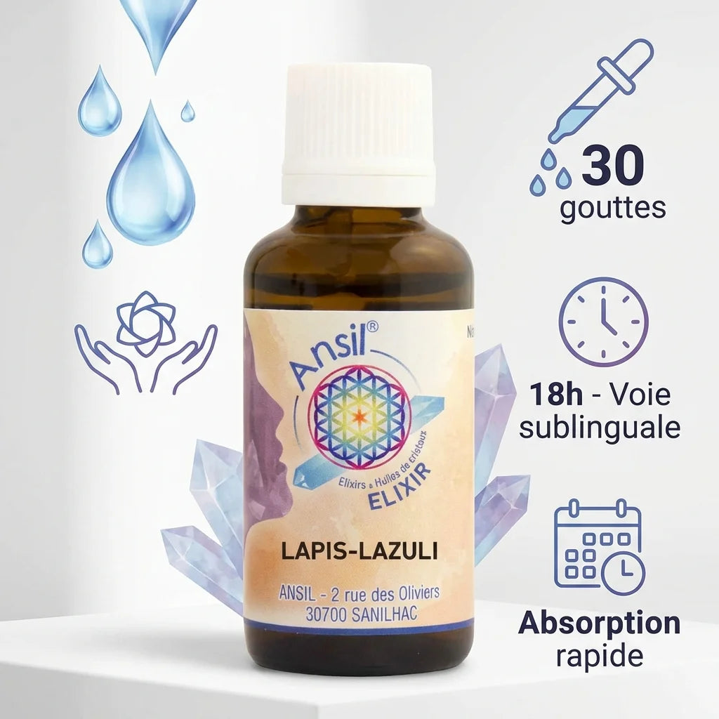 Flacon Lapis-Lazuli Elixir 30ml Ansil avec posologie 30 gouttes sublingual