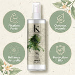 Laque fixation forte bio K pour Karité 150ml avec bénéfices cheveux nourris et brillance naturelle