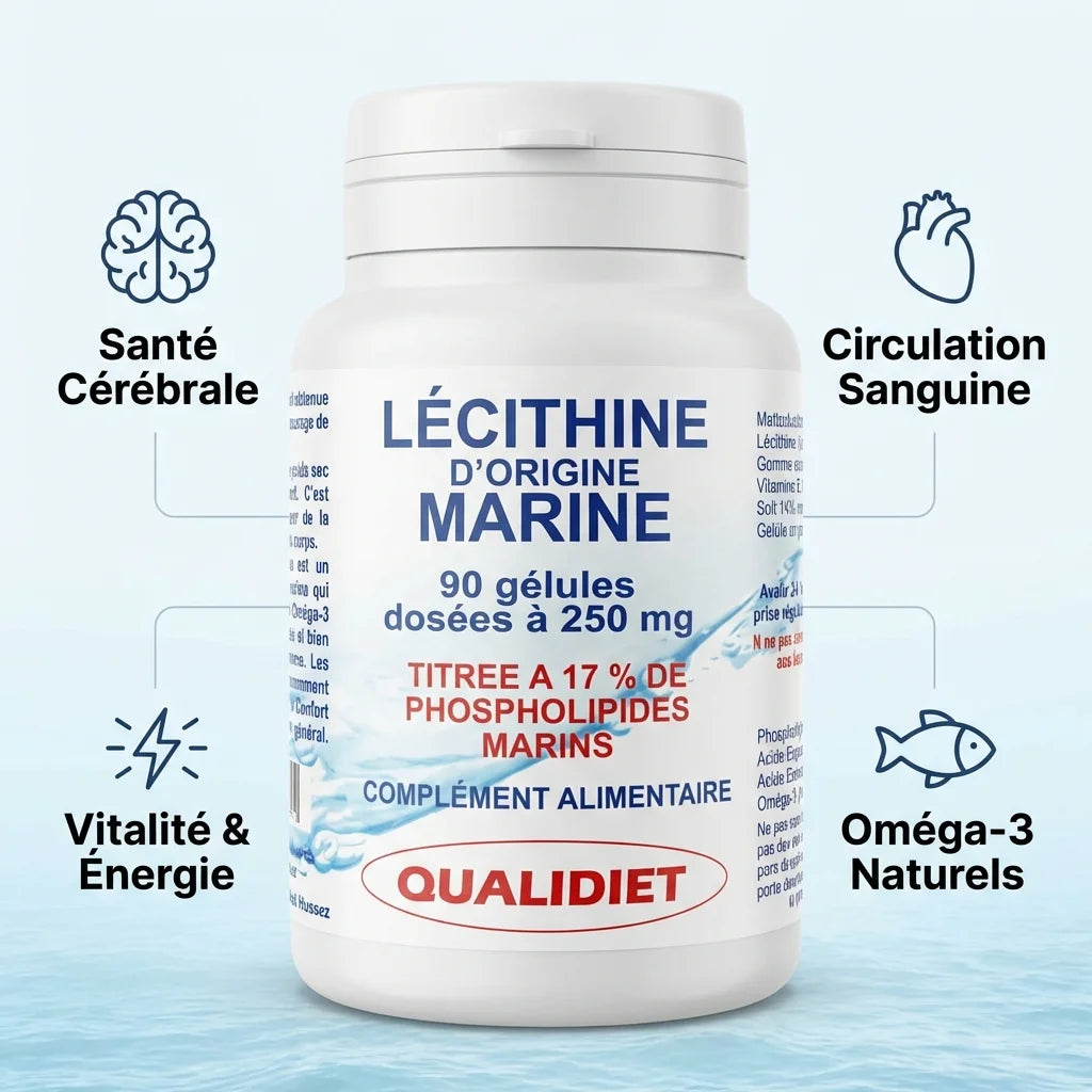 Lécithine marine 90 gélules Vitalosmose avec bénéfices santé cérébrale et circulation sanguine