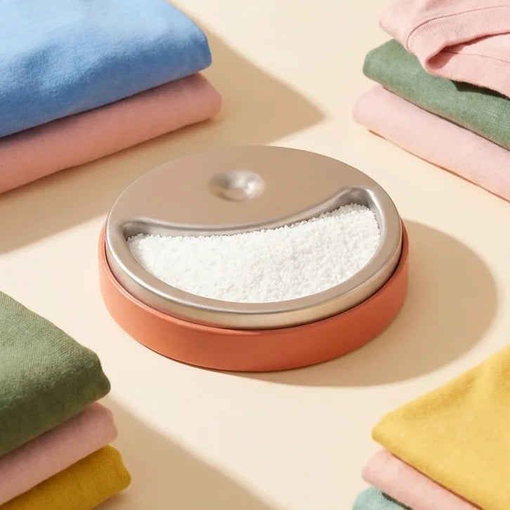 Lessive poudre Pimpant 700g recharge avec vêtements colorés sur fond clair