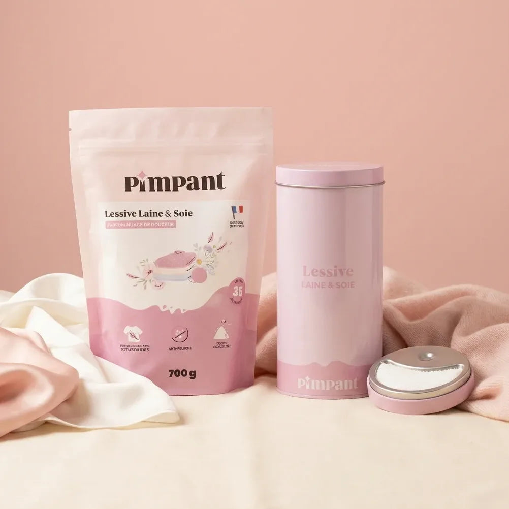 Lessive Laine & Soie Pimpant 700g en poudre avec recharge et accessoires de lavage délicat