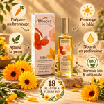 L'Été Fluide prolongateur bronzage bio Douces Angevines avec fleurs de calendula et bénéfices