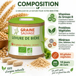 Levure de bière bio 60 gélules Graine sauvage avec composition vitamines groupe B et minéraux