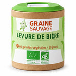 Levure de bière bio 60 gélules Graine sauvage - flacon avec label certifié AB