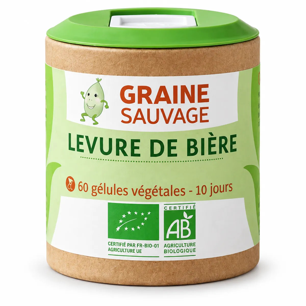 Levure de bière bio 60 gélules Graine sauvage - flacon avec label certifié AB