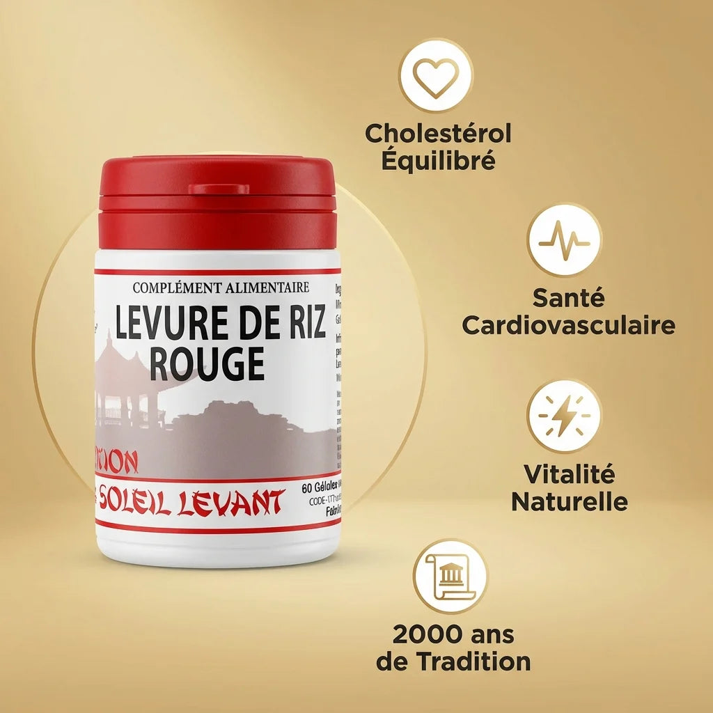 Levure de riz rouge 60 gélules avec bénéfices santé cardiovasculaire et cholestérol
