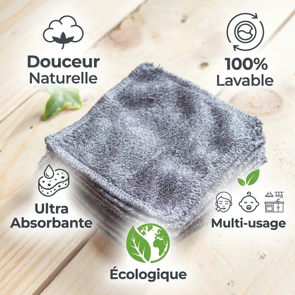 Lingettes bambou lavables Angie Be Green multi-usage avec avantages écologiques et douceur naturelle