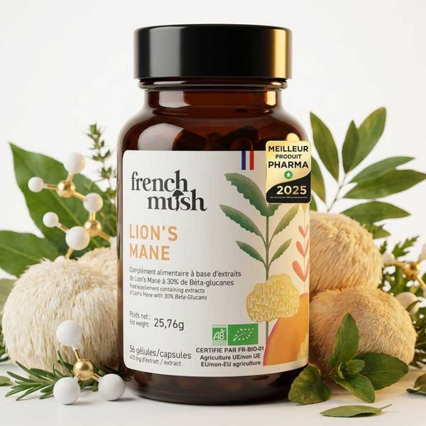 Complément Alimentaire French Mush Lion's Mane - 56 Gélules Pour Mémoire Et Concentration, DLUO 03/28