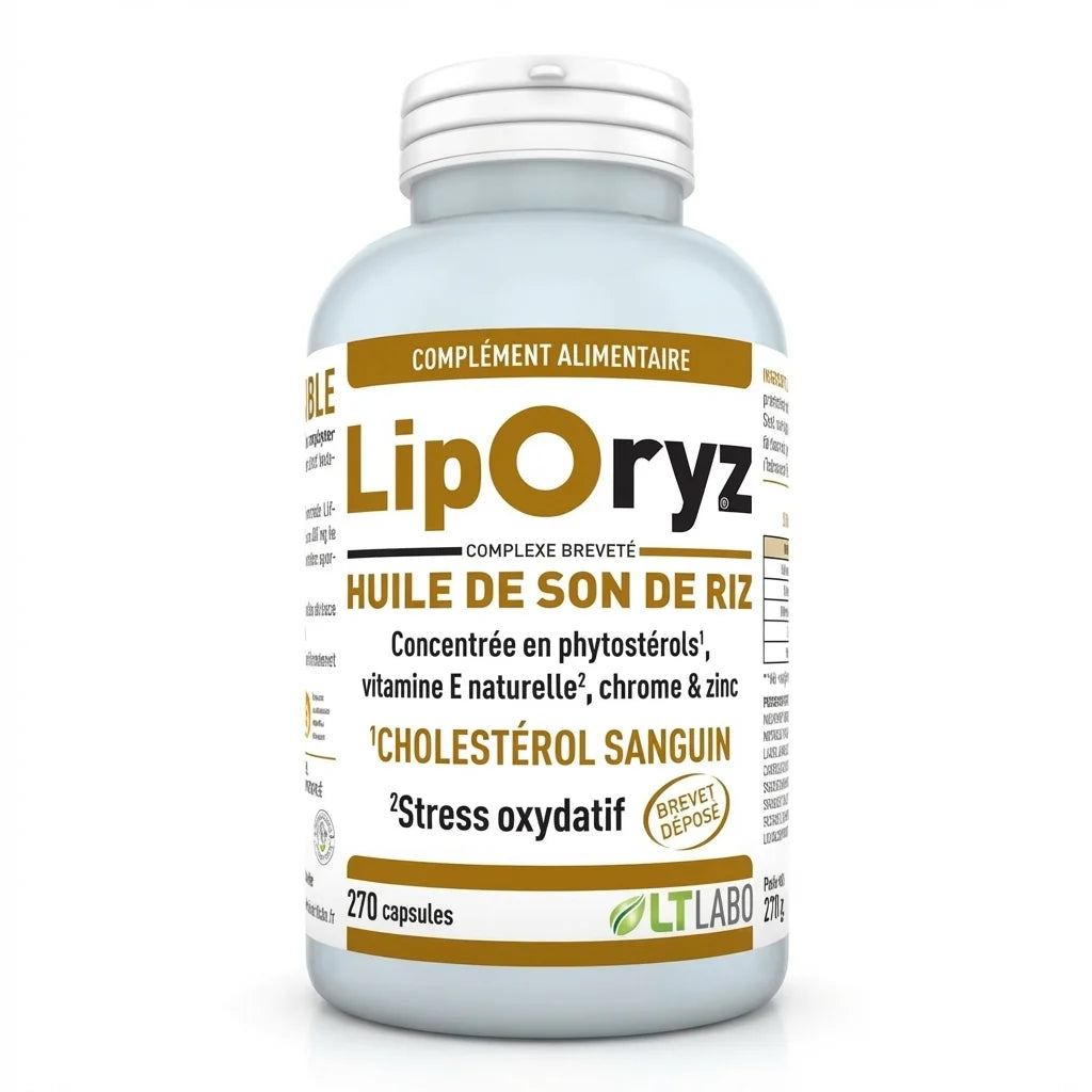 Liporyz 270 capsules huile de son de riz LT Labo flacon régulateur cholestérol