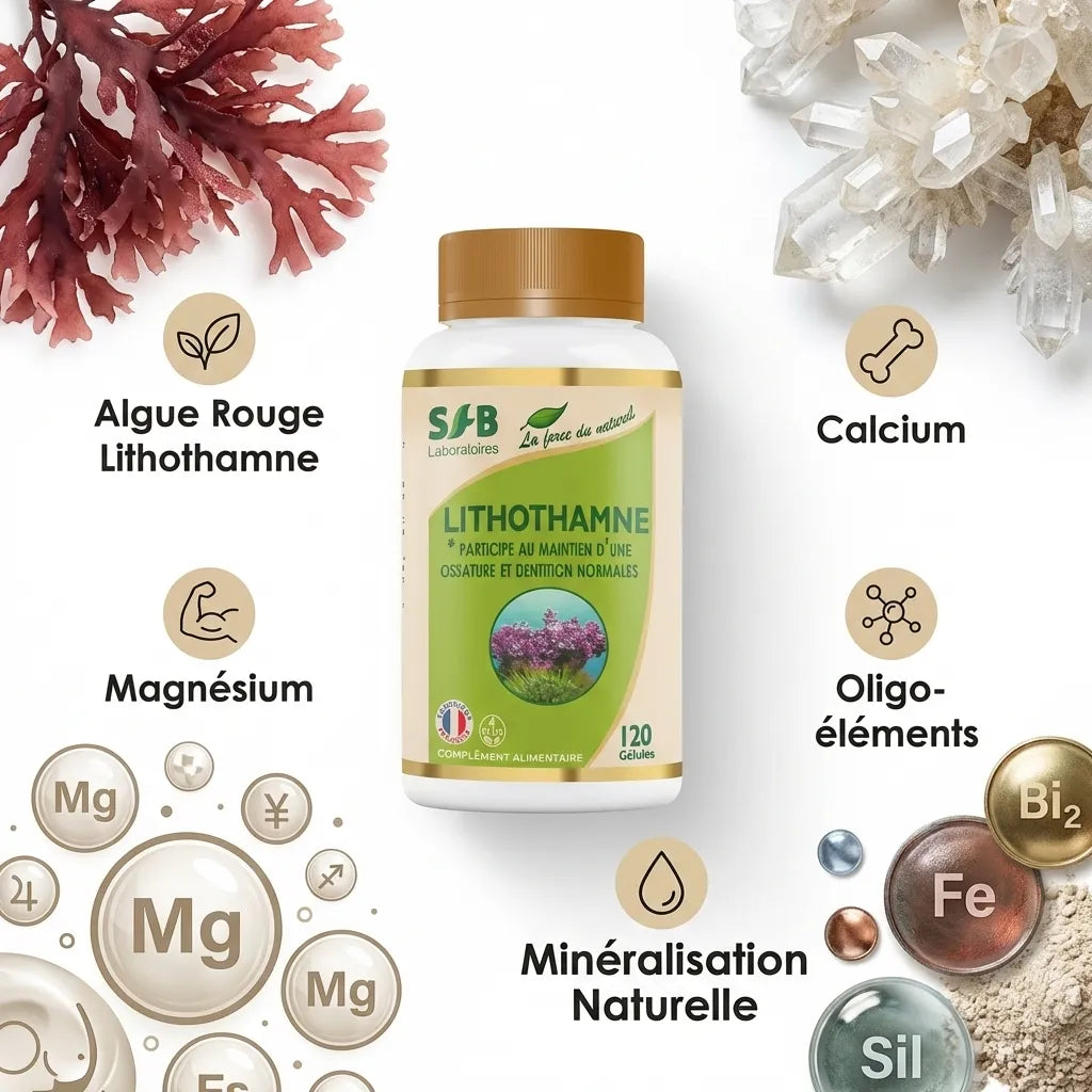 Lithothamne 120 gélules SFB - Algue rouge riche en calcium et minéraux naturels
