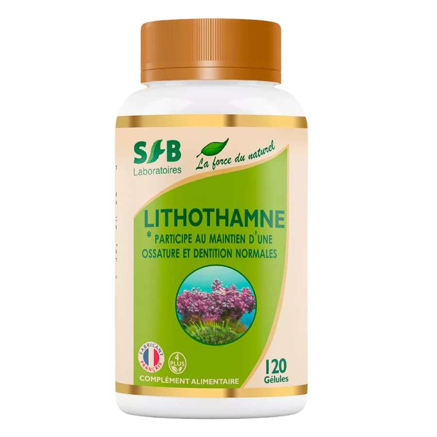 Une boite de lithothamne de 120 gélules de la marque SFB