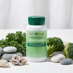 Lithothamne 90 gélules Aosa - Flacon avec cap vert sur fond blanc minimaliste