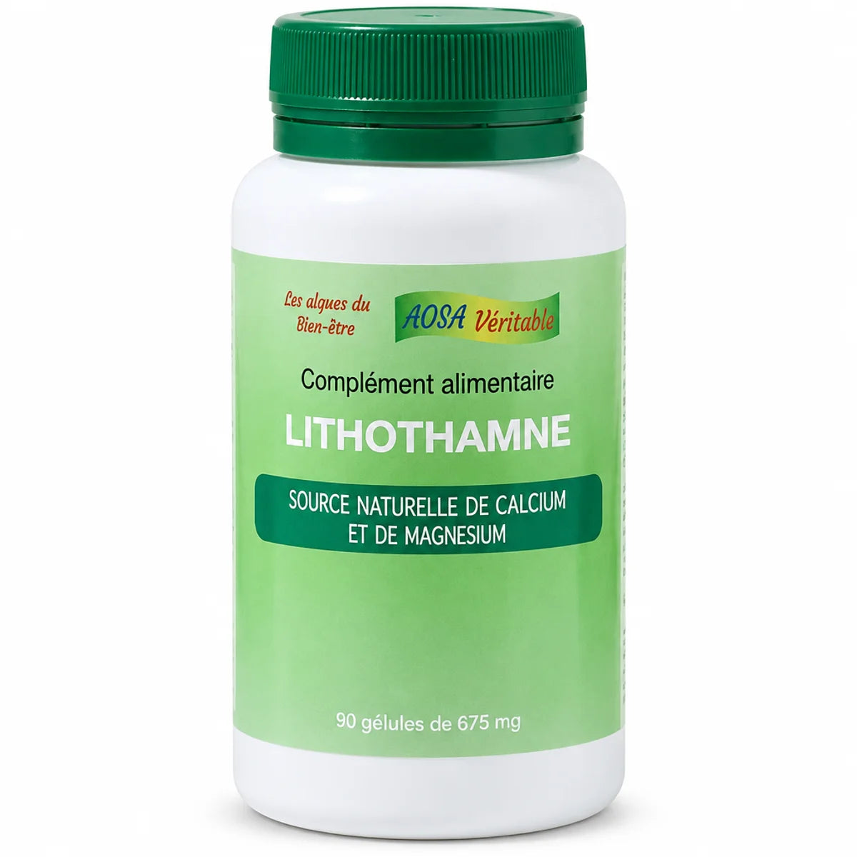 Lithothamne 90 gélules Aosa Véritable, calcium et magnésium naturel en flacon