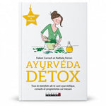 Livre Ayurvéda Détox - couverture blanche or avec femme préparant herbes détoxifiantes