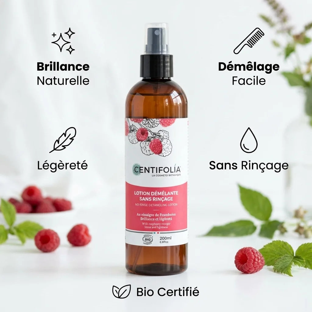 Lotion démêlante sans rinçage Centifolia 200ml avec bénéfices bio certifiés et ingrédients naturels