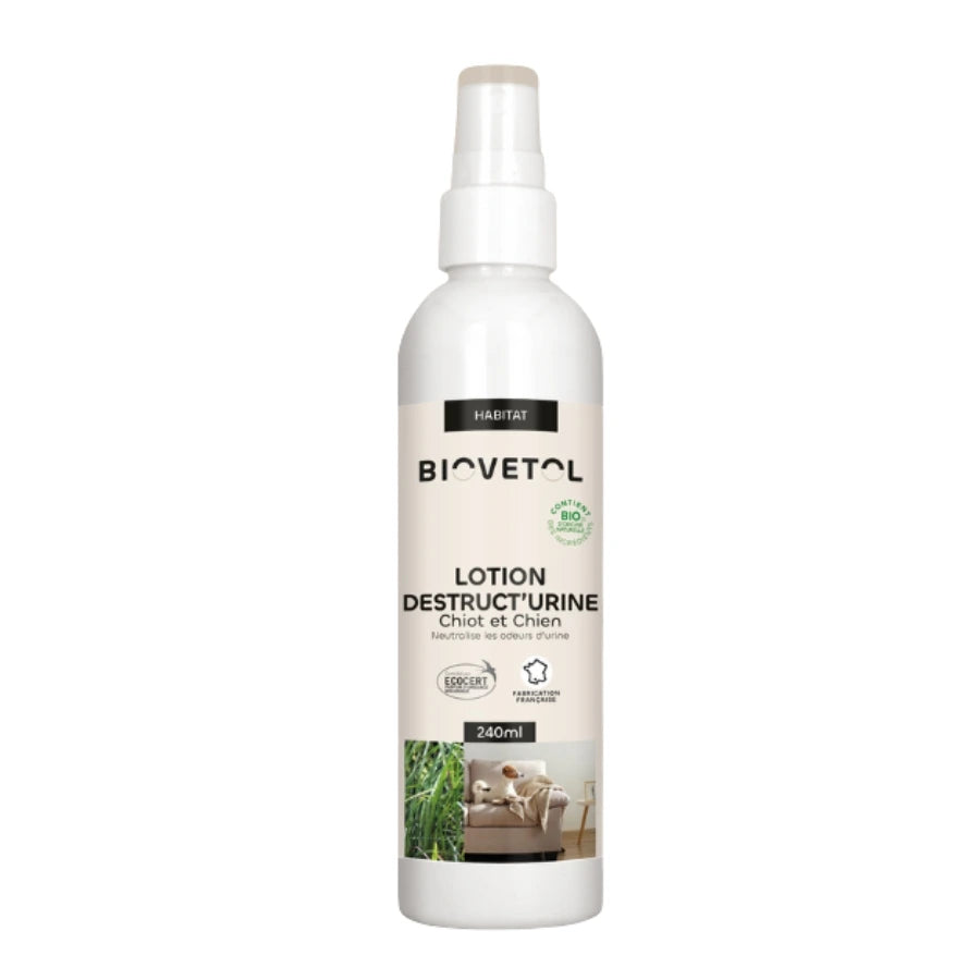 Une lotion destruct'urine chiot et chien de la marque Biovetol
