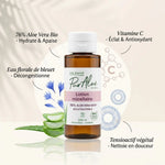 Lotion Micellaire Bio Pur'Aloé 76% Aloe Vera 250ml avec ingrédients naturels et flacon ambré