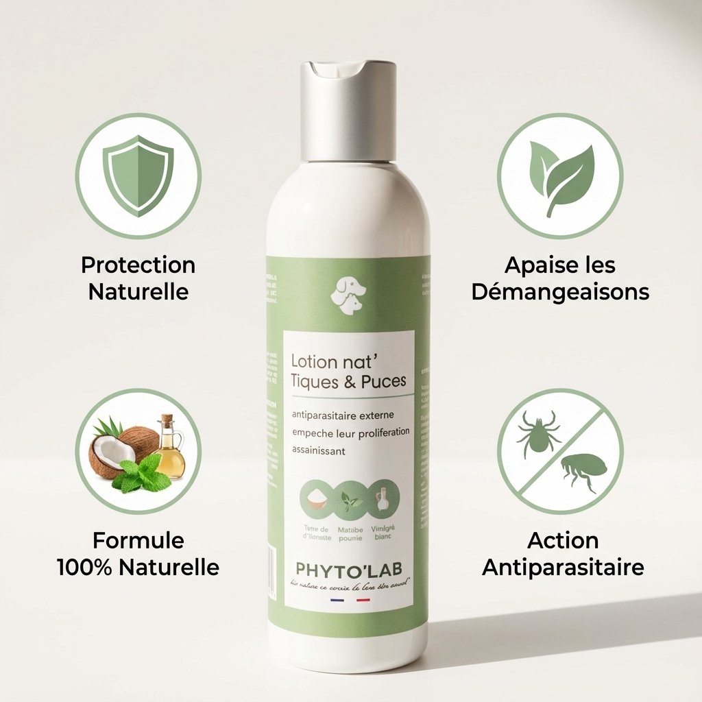 Lotion Nat'Tiques & Puces Phyto'Lab 250ml - Soin naturel antiparasitaire chien et chat