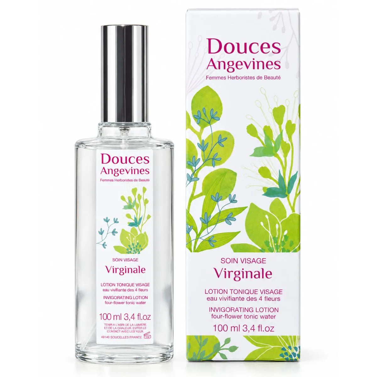 Un flacon de Virginale lotion tonique pour le visage de la marque douces angevines