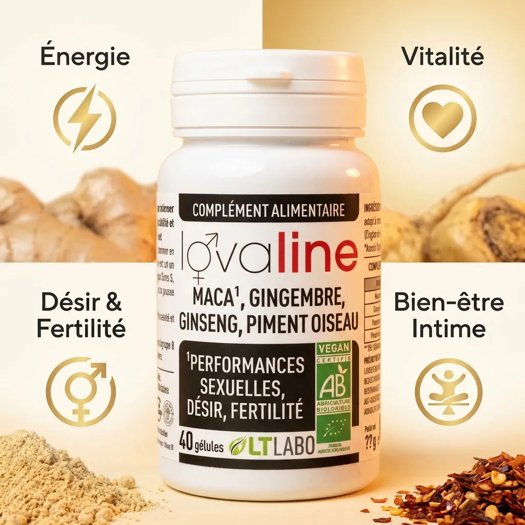 Lovaline Bio 40 gélules - Complément énergie et fertilité LT Labo avec bénéfices bien-être
