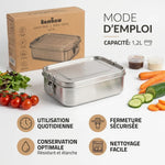 Lunch box Bambaw 1,2L couvercle métal avec mode d'emploi et conseils de conservation