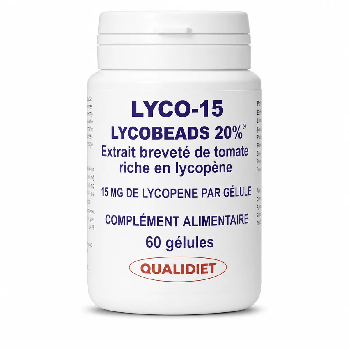 Lyco-15 flacon 60 gélules lycopène 15 mg Qualidiet supplément alimentaire