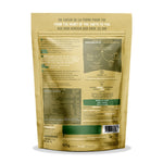 La face arrière d'un paquet de 250g de Maca en poudre bio Iswari