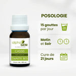 Macérat bourgeons cassis bio 15ml Alphagem avec posologie 15 gouttes jour cure 21 jours