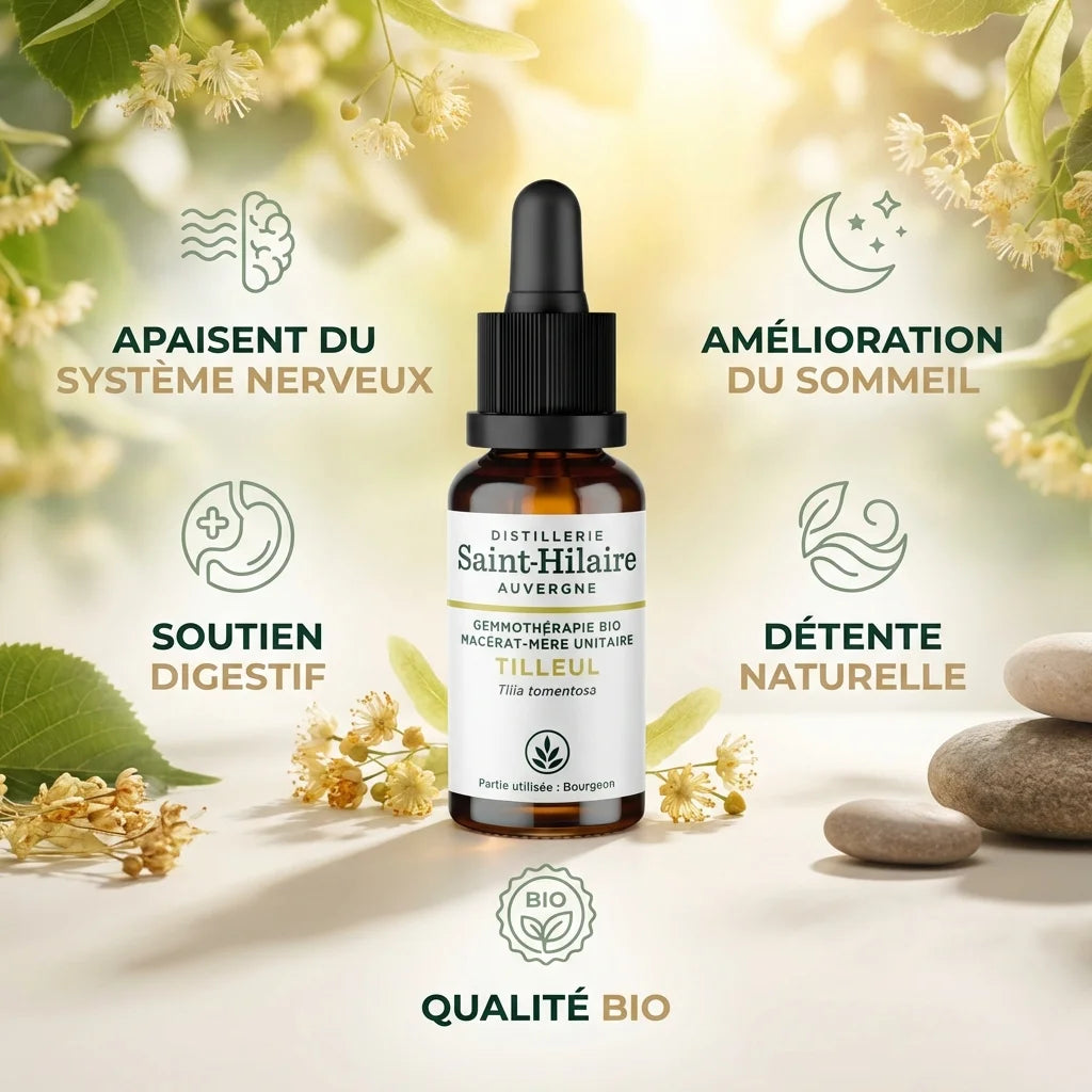 Macérât de Tilleul Bio Saint-Hilaire 30ml avec bénéfices: sommeil, digestion, détente naturelle