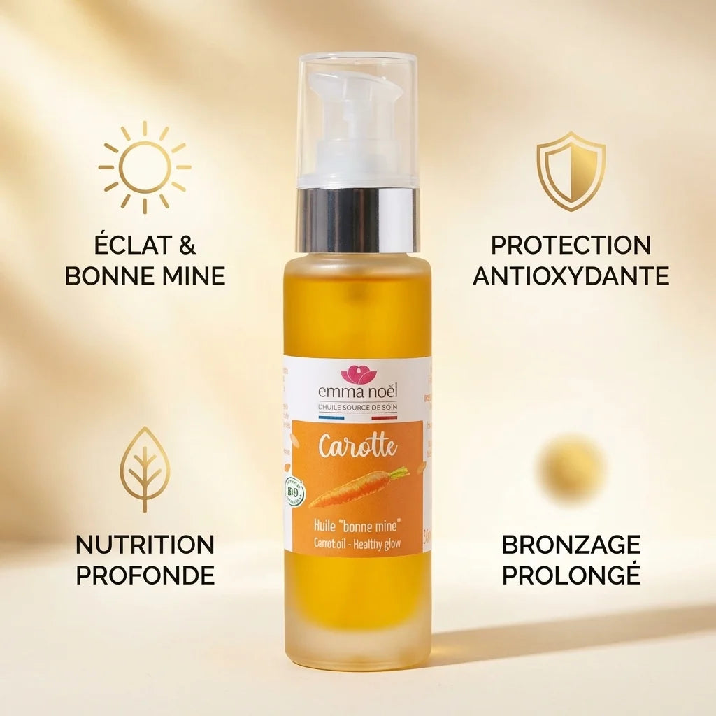 Macérat huileux de carotte Emma Noël 50 mL avec bénéfices pour bronzage et nutrition peau