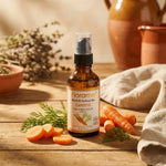 Macérât huileux de carotte bio Florame 50ml en flacon verre ambré avec carottes fraiches