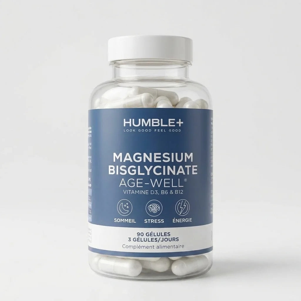 Magnésium Bisglycinate Humble+ 90 gélules - Complément sommeil et stress en flacon verre