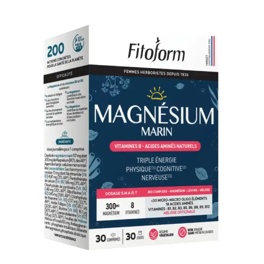Magnésium Marin + Vit B1+ B6 + B9 - 30 Comprimés - Fitoform