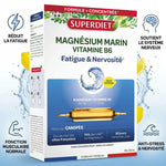 Superdiet Magnésium Marin Vitamine B6 20 ampoules avec bénéfices anti-fatigue et anti-stress