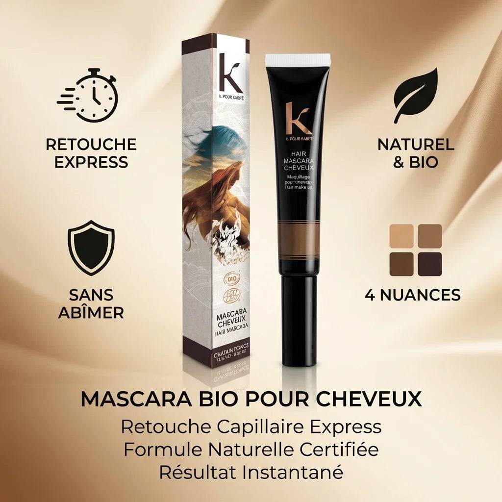Mascara bio K pour Karité - 4 nuances, retouche express naturelle et certifiée pour cheveux