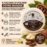 Pot du Masque Capillaire Sublimateur 3 en 1 Noire Ô Naturel avec guide d'utilisation en 4 étapes et ingrédients bio
