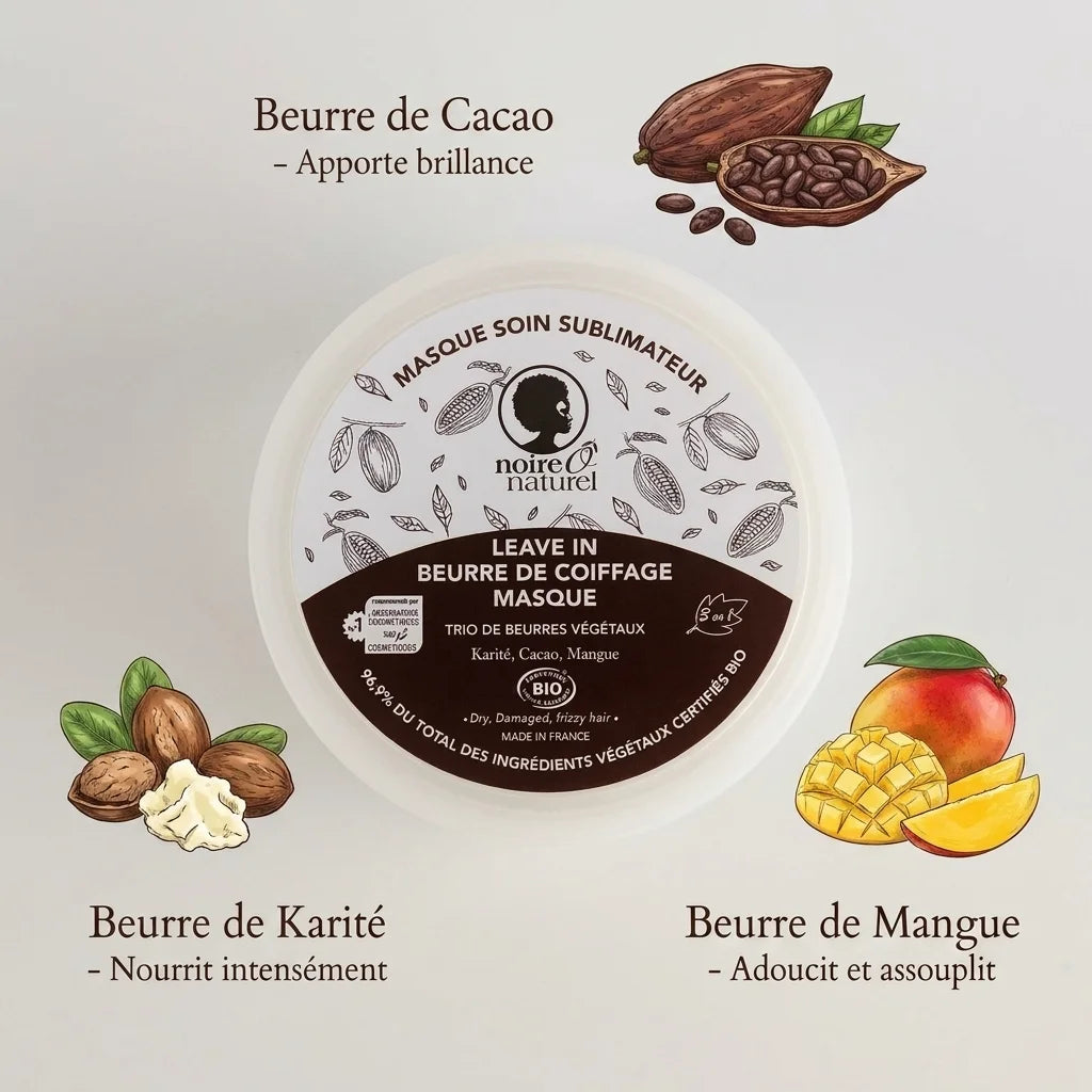 Masque Capillaire Sublimateur 3 en 1 avec beurres naturels - Karité, Cacao, Mangue