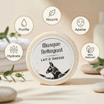 Masque nettoyant visage lait d'ânesse en pot, ingrédients naturels, purifie et hydrate la peau