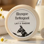 Masque nettoyant visage au lait d'ânesse en pot avec fleurs de camomille et lait frais