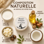 Masque nettoyant lait de chèvre et huile d'argan avec ingrédients naturels affichés