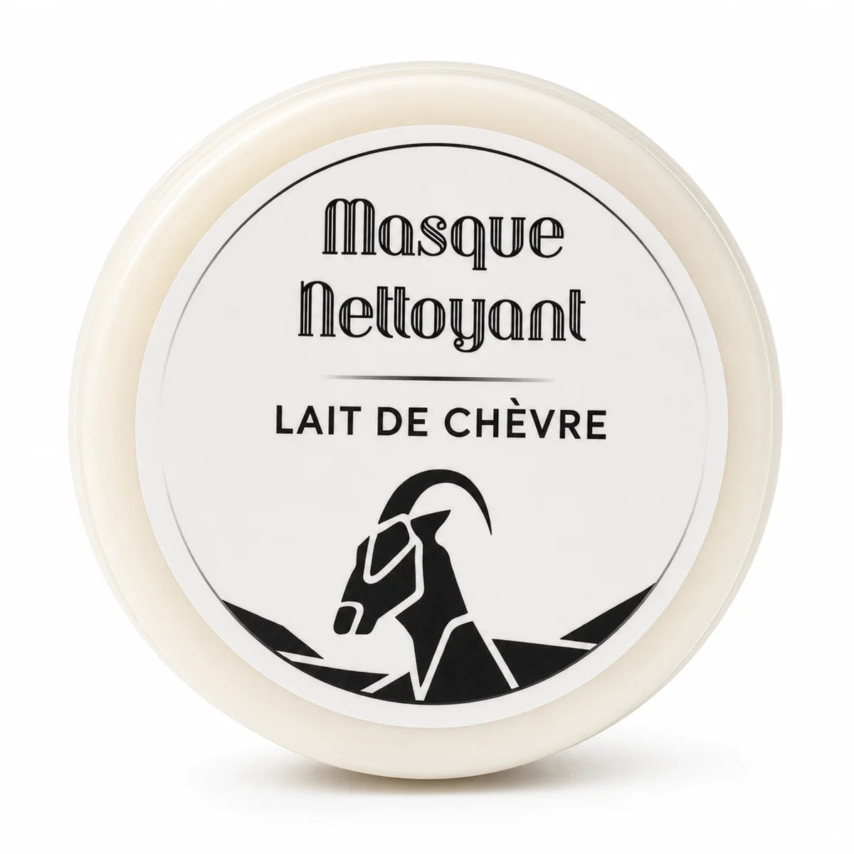 Masque nettoyant visage au lait de chèvre et huile d'argan en pot crème blanc