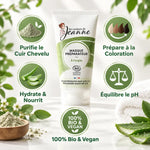 Masque Argile Bio Les Couleurs de Jeanne 150ml avec bénéfices : purifie, prépare coloration, hydrate, équilibre pH, vegan